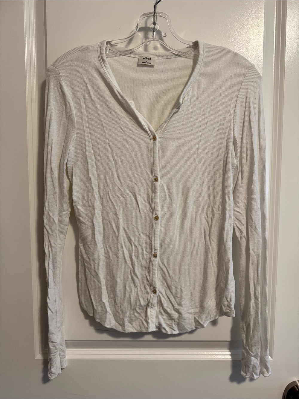 Wilfred White Long-Sleeve Button Front Top